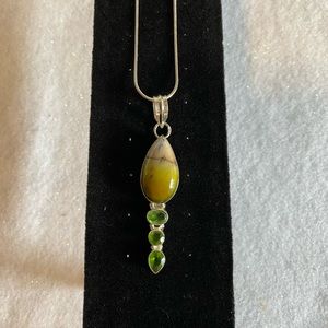Beautiful Royal Imperial Jasper necklace with Moldavite accents